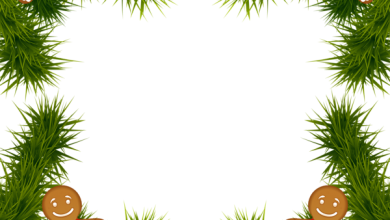 Marco de pino de Navidad con adornos de pan de jengibre Imagen de imágenes prediseñadas 390x220 - Marco de pino de Navidad con adornos de pan de jengibre Imagen de imágenes prediseñadas