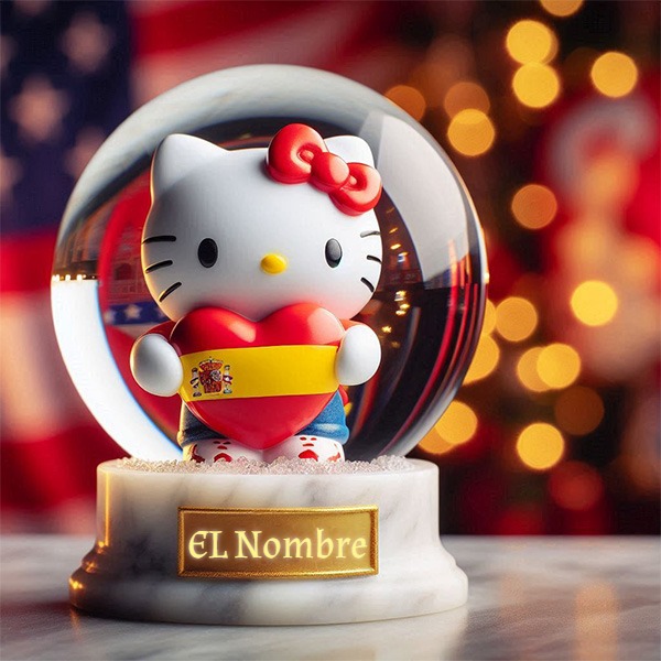 Añade tu nombre en imagen de Hello Kitty y España