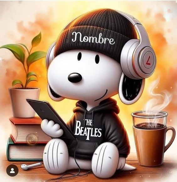 Escribe tu nombre en foto de Snoopy musical