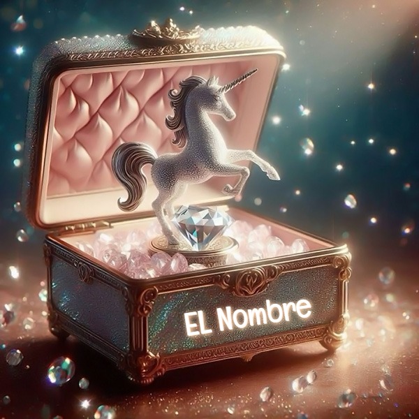 Escribe tu nombre en foto de unicornio elegante para perfil