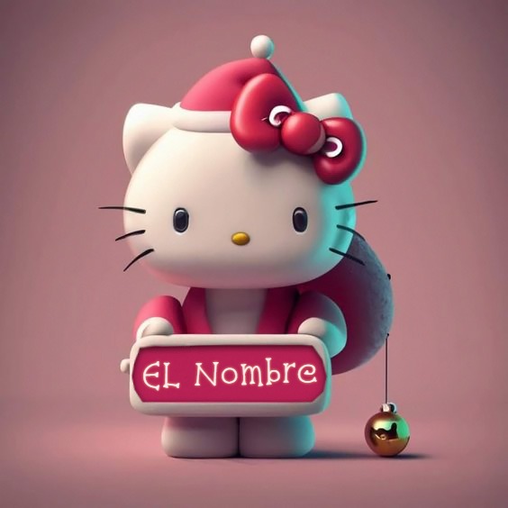 Escribe tu nombre en foto navideña de Hello Kitty