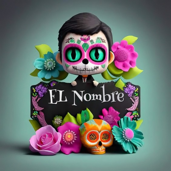 Escribe tu nombre en la foto de calaverita colorida