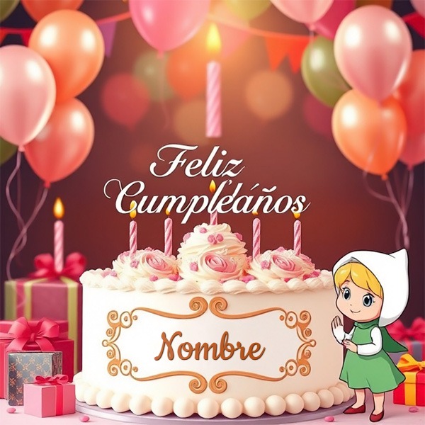 Agrega tu nombre en pastel de cumpleaños con Heidi