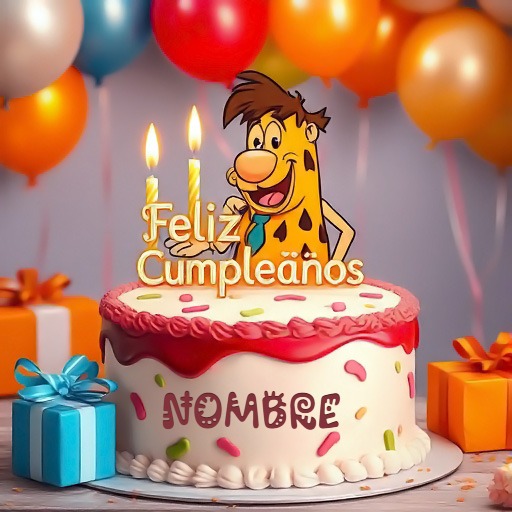 Agrega tu nombre en pastel de cumpleaños con Pedro Picapiedra