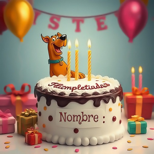 Agrega tu nombre en pastel de cumpleaños con Scooby-Doo