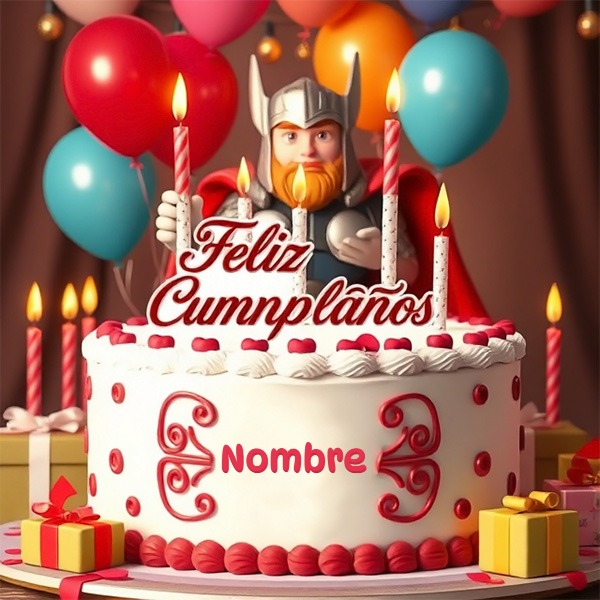 Agrega tu nombre en pastel de cumpleaños con Thor