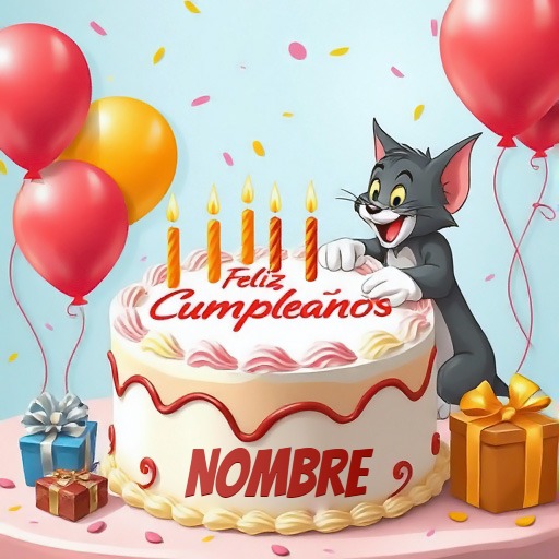 Agrega tu nombre en pastel de cumpleaños con Tom