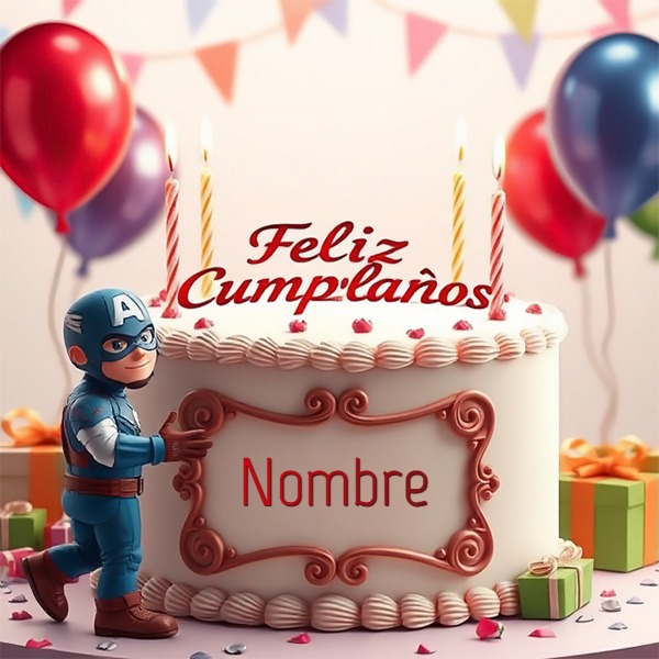 Agrega tu nombre en pastel de cumpleaños con el Capitán América