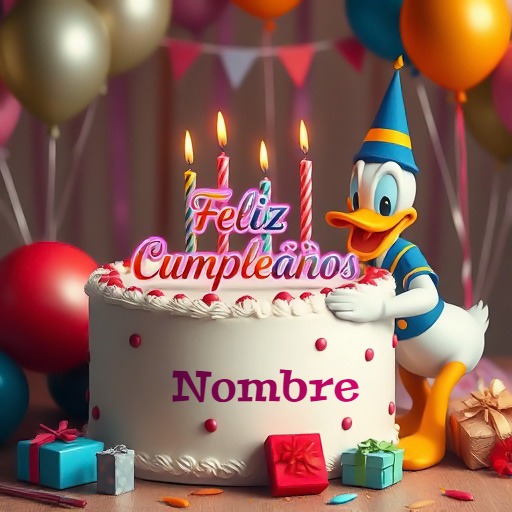 Agrega tu nombre en pastel de cumpleaños con el Pato Donald