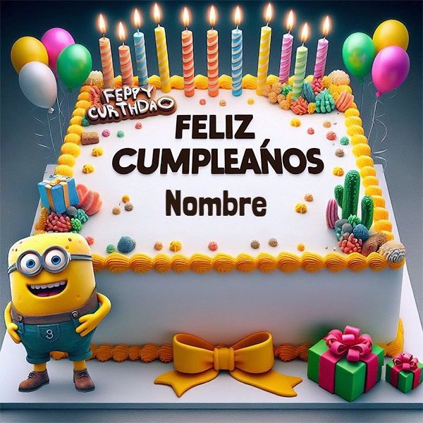 Agrega tu nombre en pastel de cumpleaños con un Minion