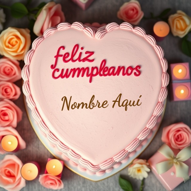 Agrega tu nombre en una tarta romántica de corazón