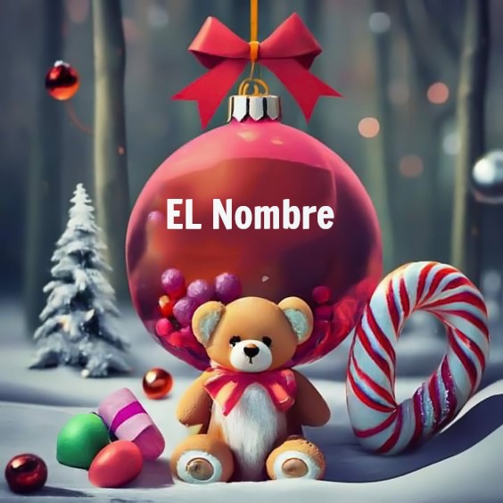 Añade tu nombre en la foto de oso y caramelo festivo