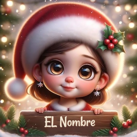 Escribe tu nombre en foto navideña con gorro de Santa