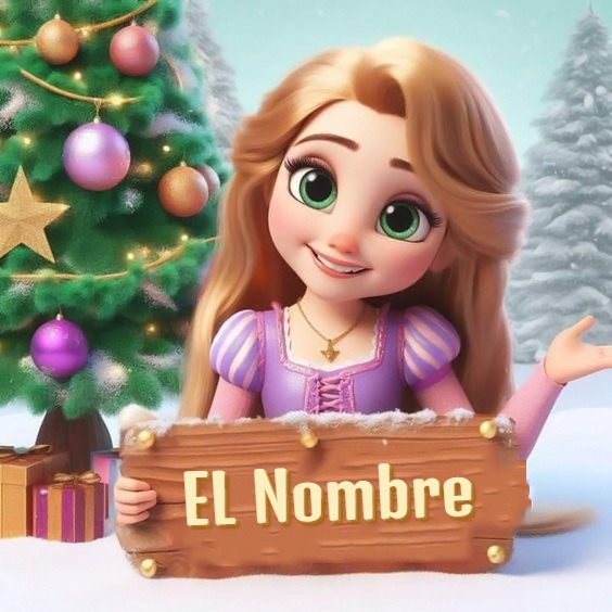 Escribe tu nombre en imagen navideña de Rapunzel