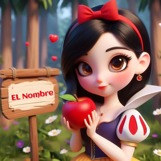 Escribe tu nombre en la foto de chica con manzana