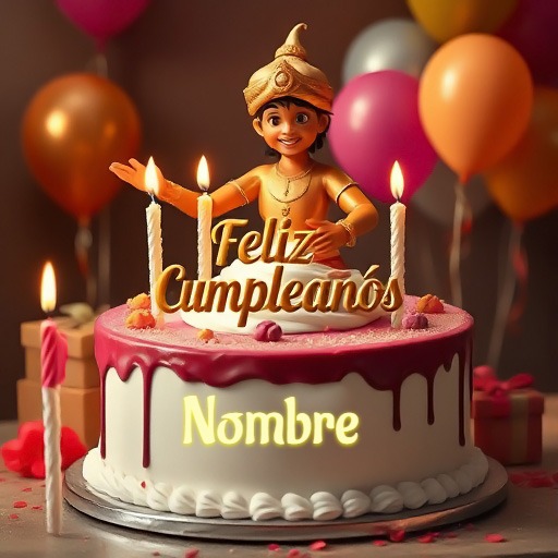 Escribe tu nombre en pastel de cumpleaños con Aladino