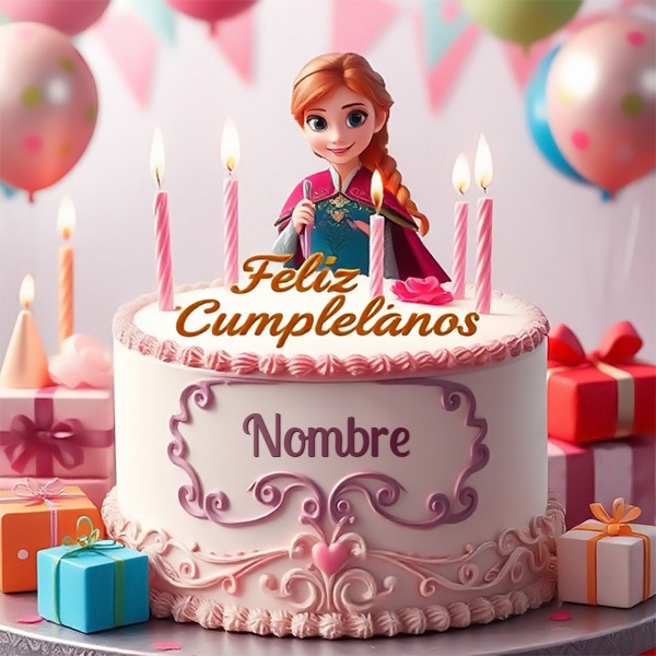 Escribe tu nombre en pastel de cumpleaños con Anna