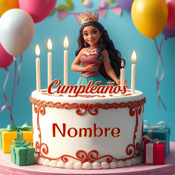 Escribe tu nombre en pastel de cumpleaños con Elena de Avalor