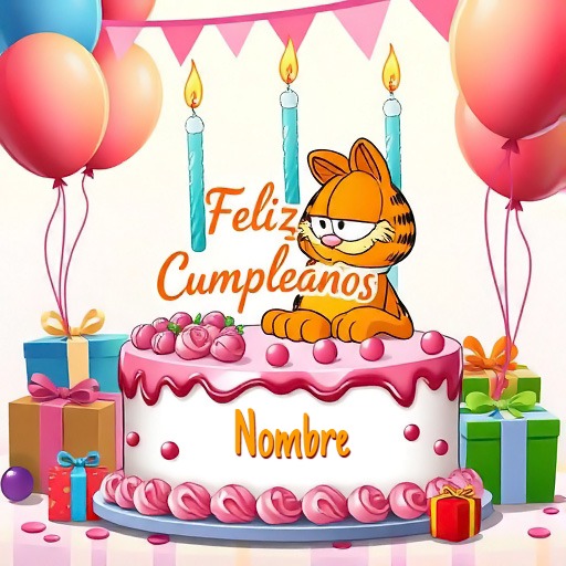 Escribe tu nombre en pastel de cumpleaños con Garfield