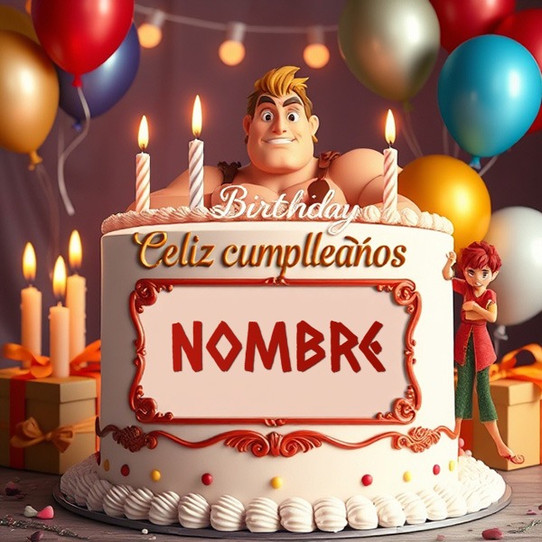 Escribe tu nombre en pastel de cumpleaños con Hércules