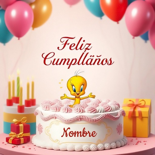 Escribe tu nombre en pastel de cumpleaños con Piolín