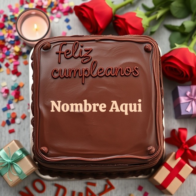 Pastel de chocolate romántico con nombre personalizado