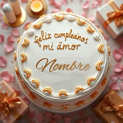 Pastel redondo romántico para personalizar con nombre