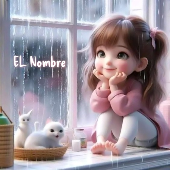 Personaliza Foto de Niña con Gatitos y Lluvia