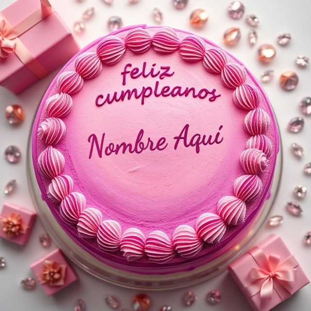 Personaliza un pastel rosa romántico de cumpleaños