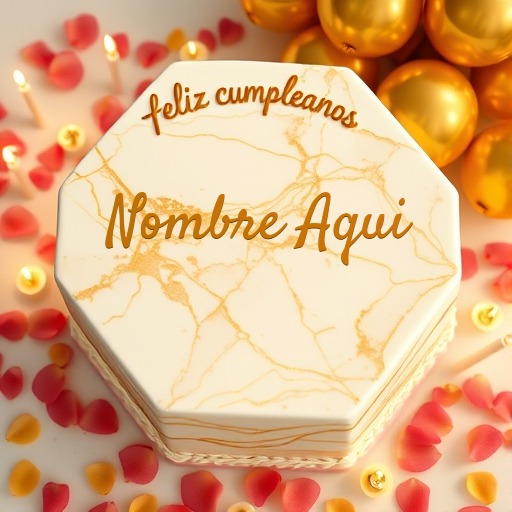 Tarta personalizada con detalles dorados y nombre