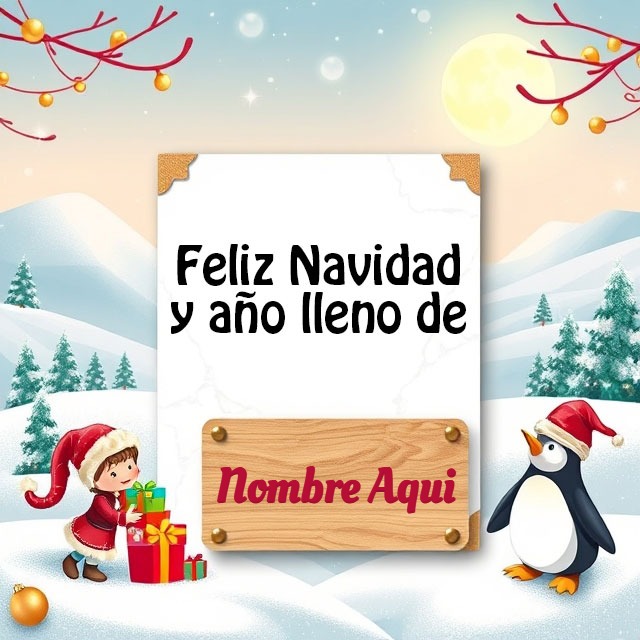 Añade nombre en foto: Navidad y año feliz