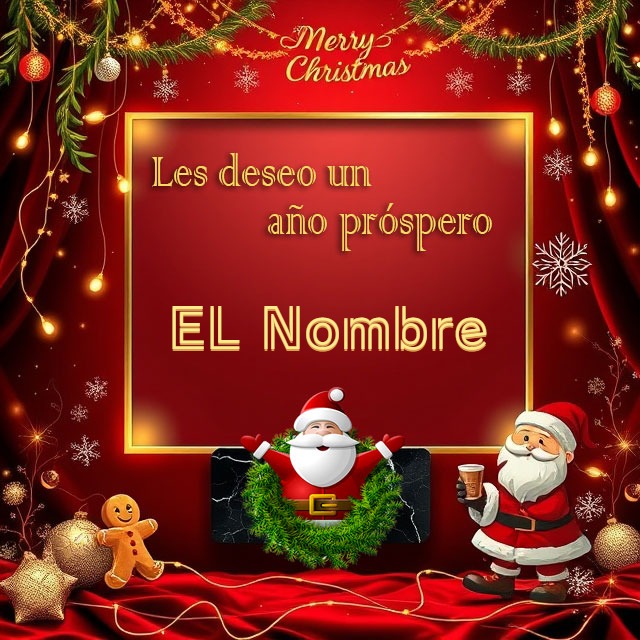 Escribe nombre en foto: Feliz Navidad y Año Nuevo