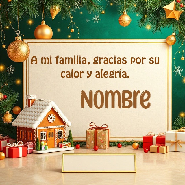 Escribe nombre en foto: Navidad y Año en familia