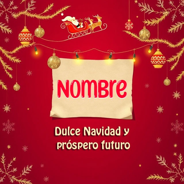 Escribe nombre en tarjeta: Dulce Navidad y futuro