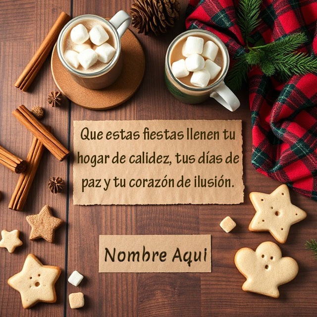 Escribe nombre en tarjeta: Navidad y Año cálido