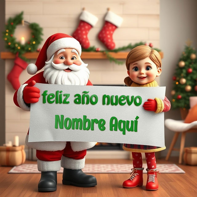 Escribe tu nombre en Próspero Año Nuevo con Santa Claus