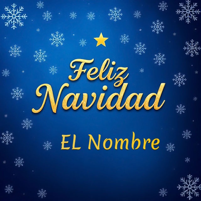 Escribe tu nombre en el fondo azul de Feliz Navidad