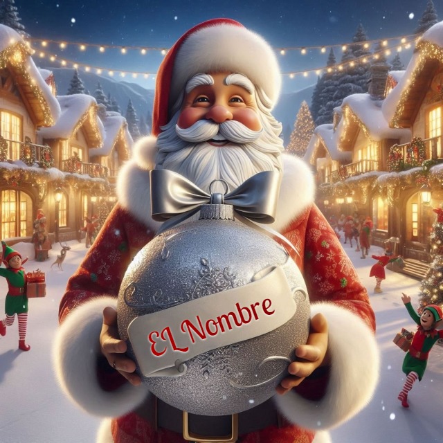 Escribe tu nombre en la esfera navideña con Santa Claus