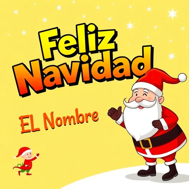 Escribe tu nombre en tarjeta de Feliz Navidad con Papá Noel