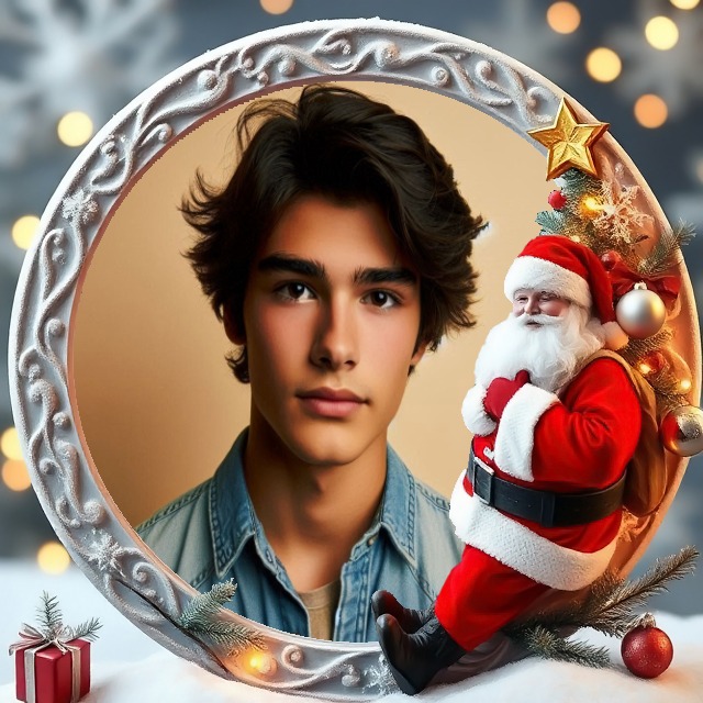 Marco de fotos para Feliz Navidad y Año Nuevo con Papá Noel