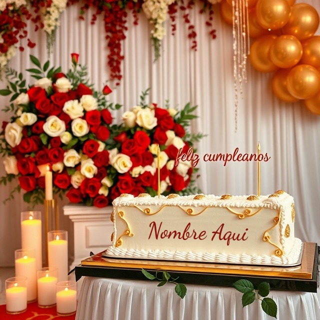 Personaliza tu nombre en pastel blanco con detalles dorados