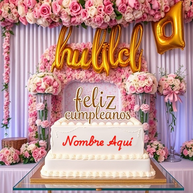 Personaliza tu nombre en pastel elegante con flores rosadas