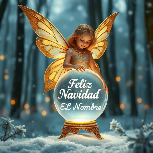 Personaliza tu tarjeta de Feliz Navidad con un hada brillante