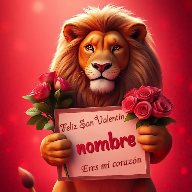 Escribe tu nombre en una foto romántica con un león real